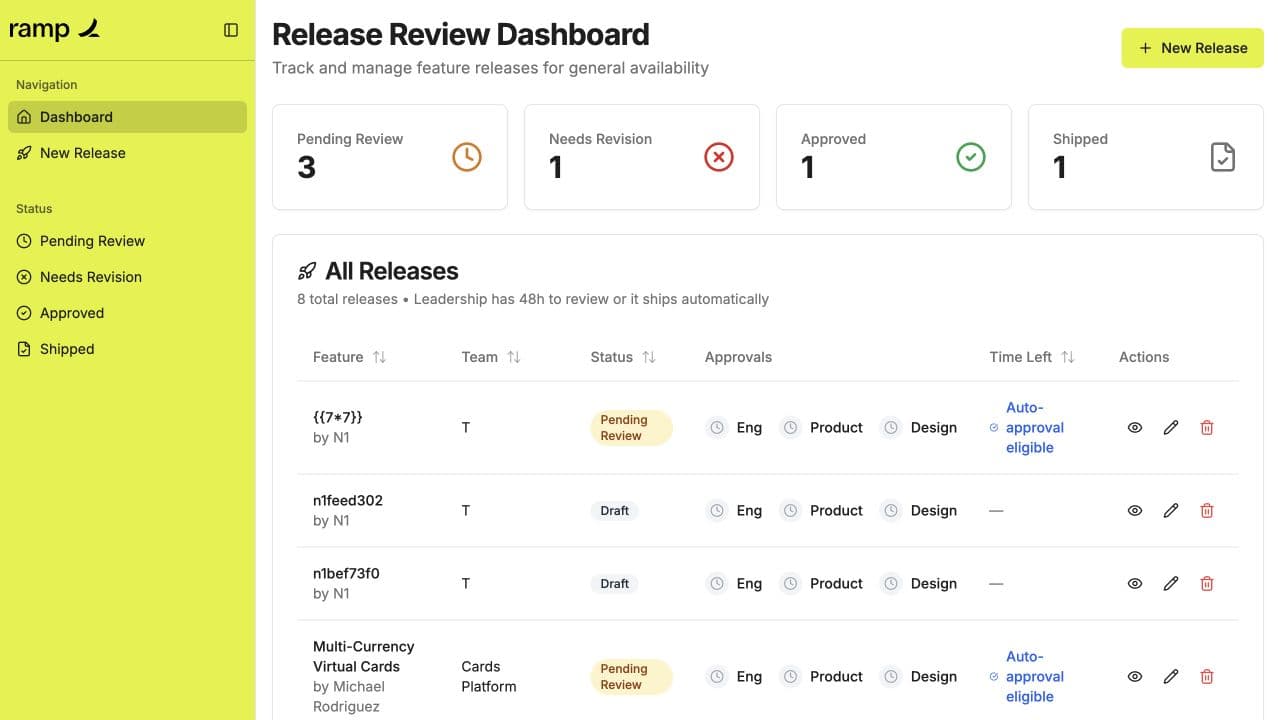 Ramp's General Release Readiness Framework preview
