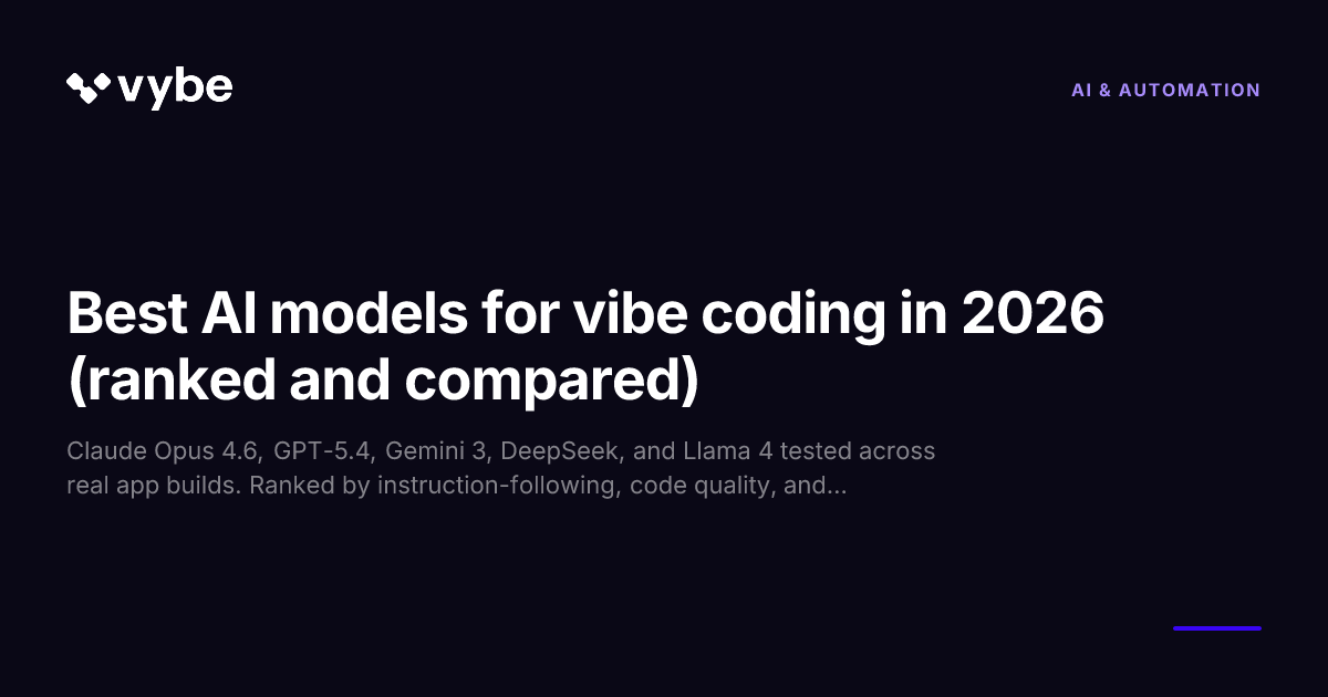 Best AI models for vibe coding in 2026 (ranked and compared) | Vybe Blog