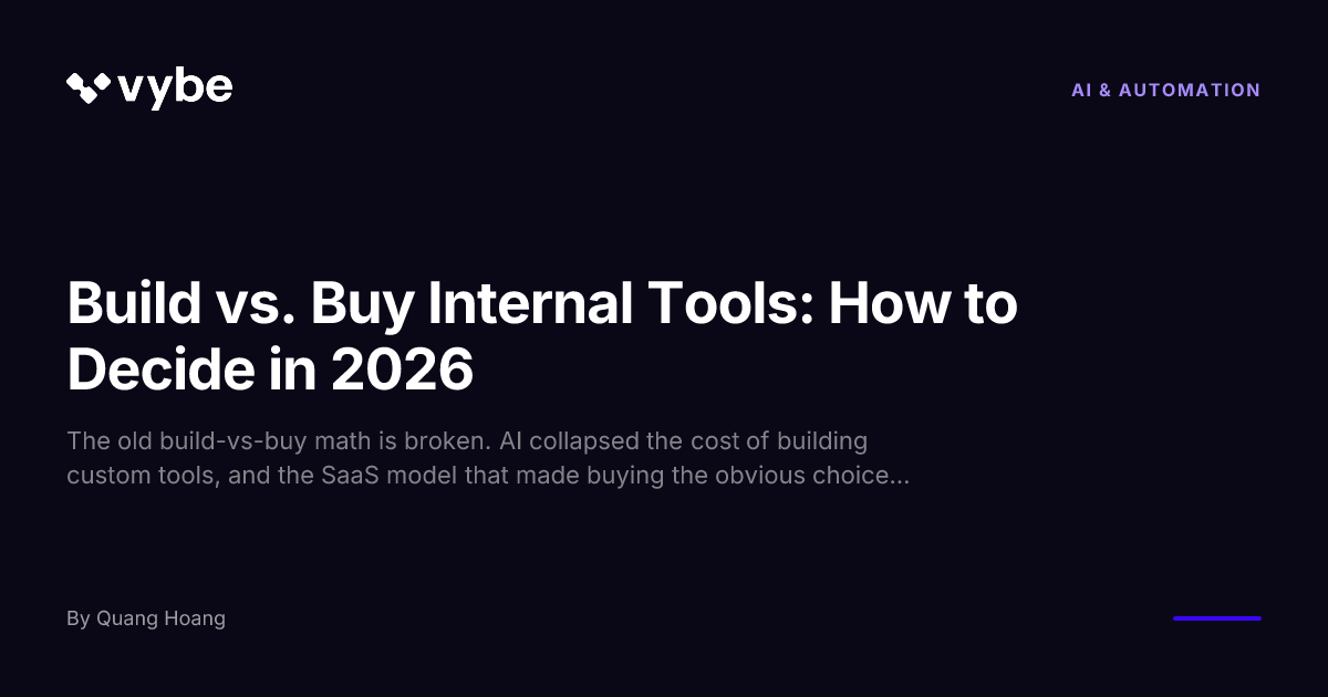 Build vs. Buy Internal Tools: How to Decide in 2026 | Vybe Blog